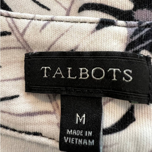 Talbots Halter Style Dress in Black Gray and White Leaf Pattern Size Medium - Picture 4 of 5